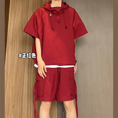 潮休闲套装男夏短袖百搭工装短裤运动两件套tz68-TP60，男装休闲套装，电商A089-1