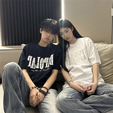 万针全刺绣工艺抖音得物高品质260克重磅纯棉双纱美式高街短袖T恤，男装T恤，电商A486