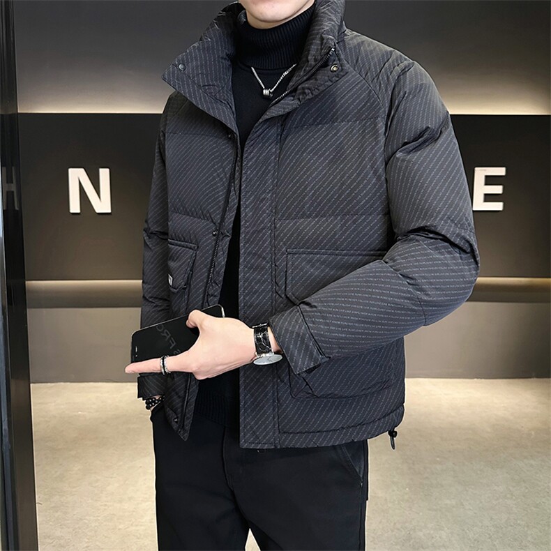 轻薄羽绒服男冬季2024新款条纹立领男装外套 A313-7535-P175图片