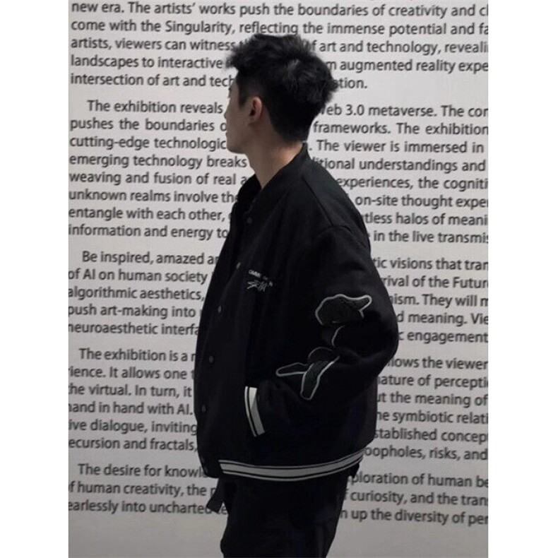 棒球服毛巾刺绣字母印花情侣宽松夹克春秋冬上衣外套J72,男装夹克,星座1116A（原606A-3）