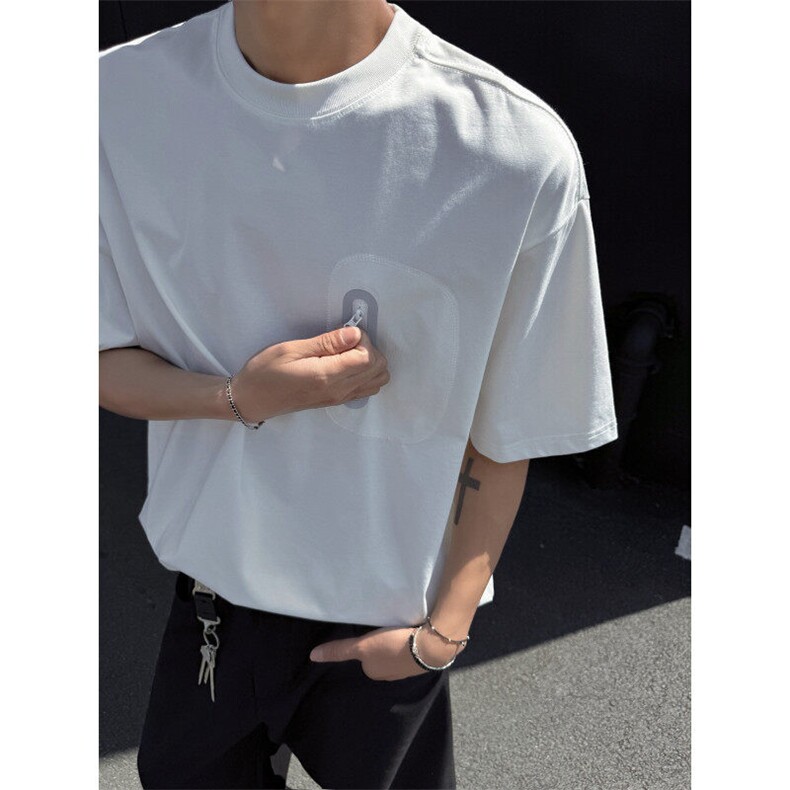 抖音品质夏季新款潮流拉链设计宽松短袖T恤B315-ST005-特p35控68图片