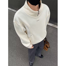 JY624-P53拼色长袖Polo衫男字母美式复古宽松半拉链卫衣网图，男装Polo衫，星座1501-3