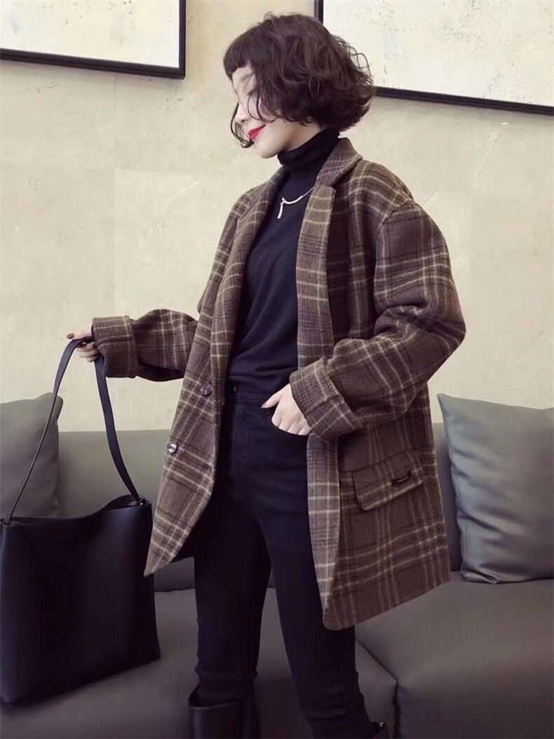 SL2081欧货西装领四粒扣百分百羊毛双面呢大衣,女装西装,L·H·X