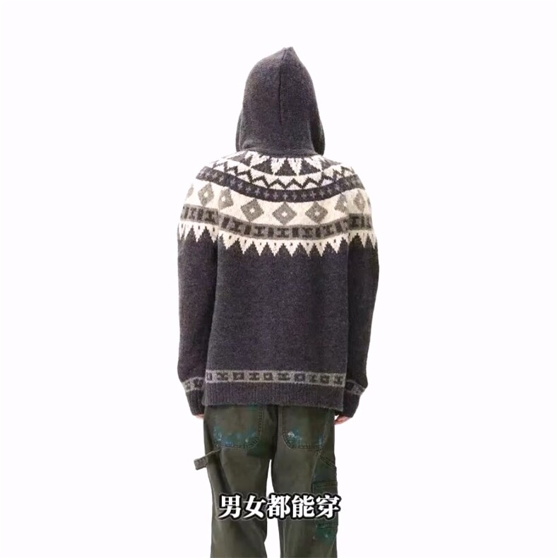 重磅秋冬北极绒开衫毛衣美式复古休闲慵懒风牛角扣针织衫连帽外套,男装针织衫/毛衣,电商A486-1