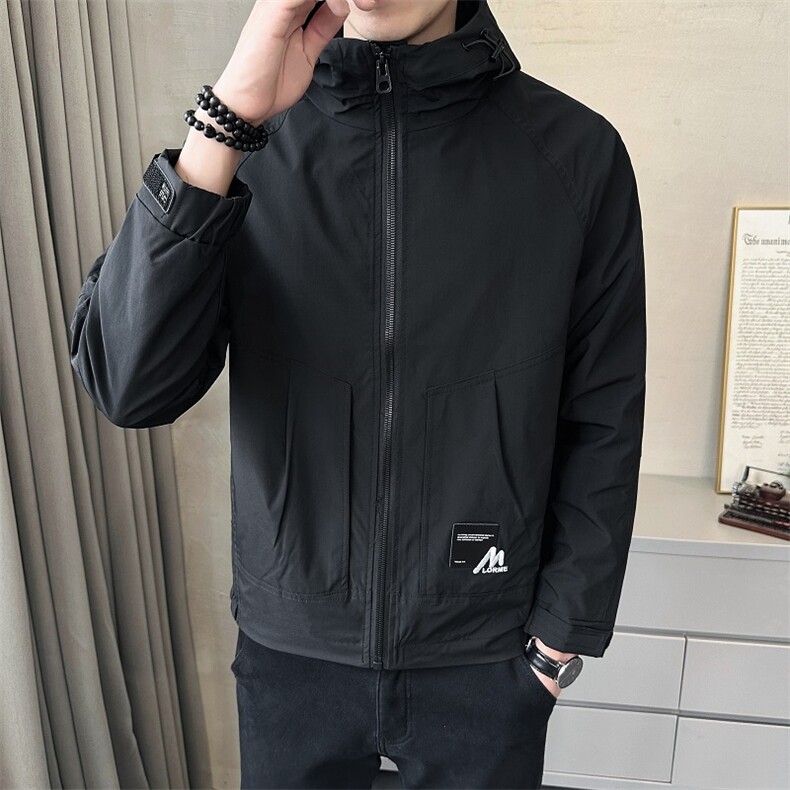 2308P105春秋连帽夹克冲风衣男士贴标小外套,男装夹克,星座414（原B263）