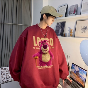 春季新款草莓熊印花重磅宽松休闲圆领卫衣JK23331-特批24 控39图片