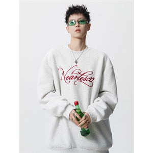 HW2529-特P45控78面布54.2棉45.8聚酯圆领领情侣卫衣宽松外套男图片