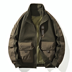 翻领外套秋季2026新款潮牌拼接夹克休闲宽松上衣A436-W106-P68，男装夹克，电商A436