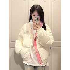 复古撞色两面可穿立领外套面包服女冬季新款ins百搭宽松学生棉服，男装棉衣，星座218-8