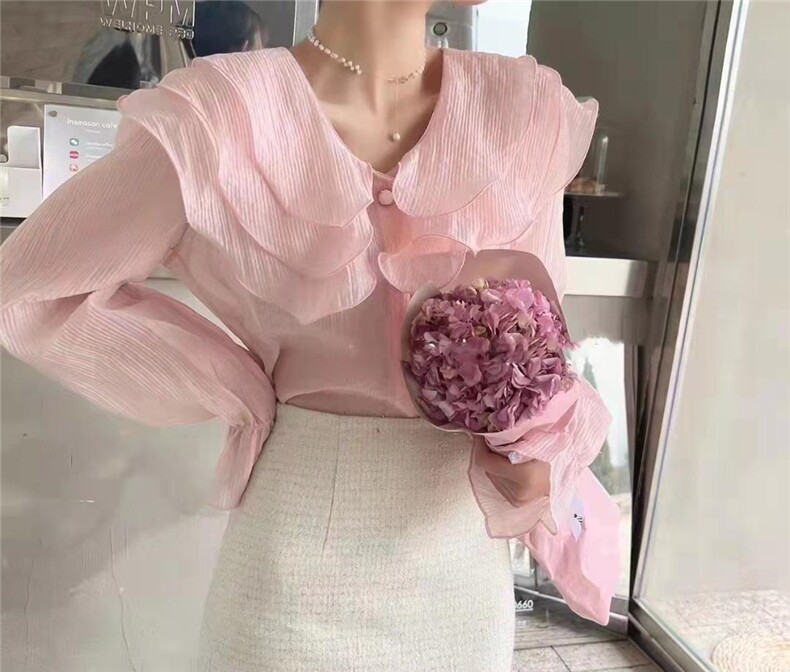 夏季新款韩版荷叶领小衫，其它，格瑞琪