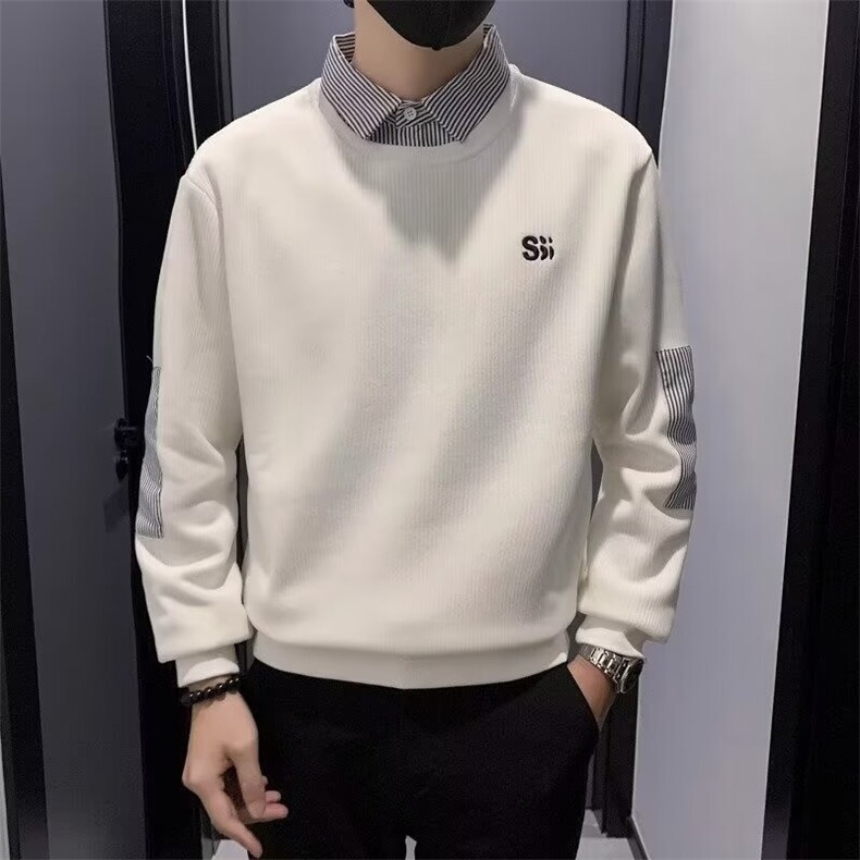 网图现货假两件刺绣潮宽松套头时尚潮流青少年卫衣RT515-P50,男装卫衣,星座1005-4
