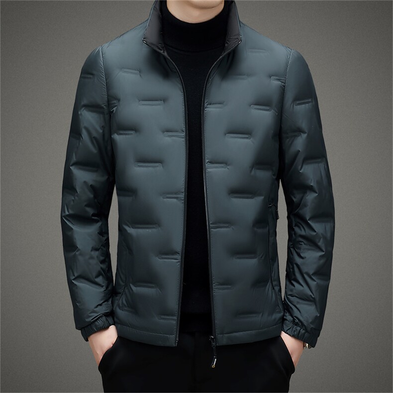 冬季新款男士立领宽松休闲羽绒服中年厚款保暖灰羽绒服男装外套，男装羽绒服，电商B212（原钱塘6029）