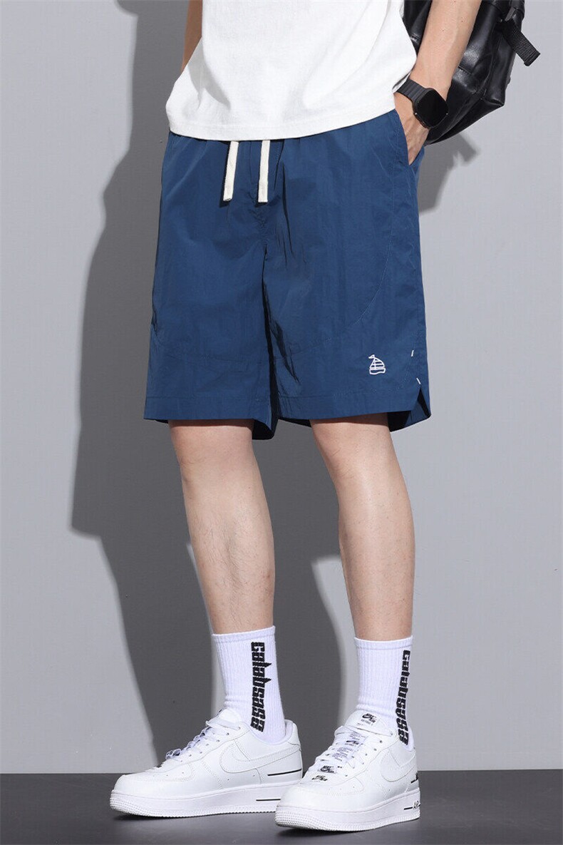 夏季日系潮百搭多色刺绣速干短裤宽松抽绳运动五分裤男Z2525-P35,男装牛仔裤,星座509