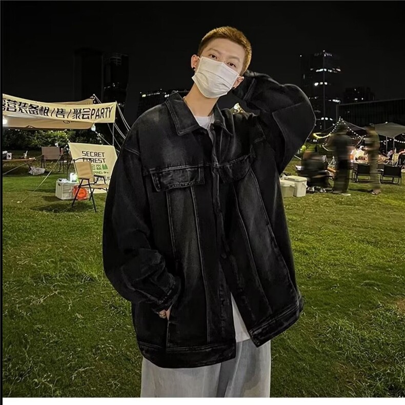 美式复古做旧水洗牛仔外套男女嘻哈帅气潮流宽松百搭情侣夹克上衣,男装工装外套,星座1210-1