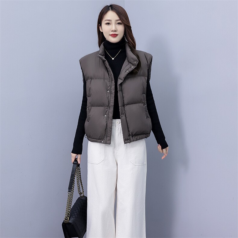 2024新款秋冬时尚大方女装马甲简约百搭轻薄羽绒服背心外套显瘦保暖无袖上衣，女装马甲，凯瑟曼