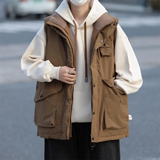 秋冬潮牌宽松工装无袖棉服日系复古街头立领棉马甲男W7939-P55，男装背心/马甲，星座512-4