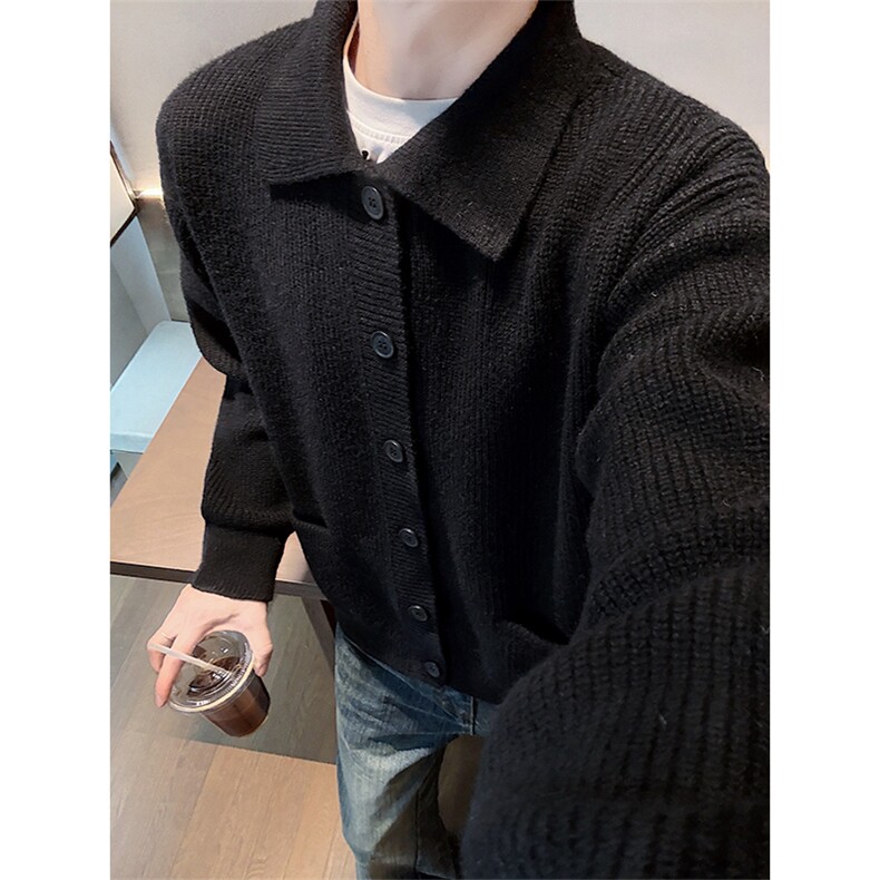 复古慵懒百搭长袖翻领针织开衫简约毛衣外套5Q4080-TP65118,男装针织衫/毛衣,电商A102