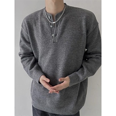 25M27-P65秋冬亨利领保暖针织衫内搭宽松休闲百搭毛衣套头打底衫，男装针织衫/毛衣，电商B327