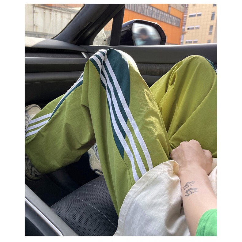 AK2204-P40多巴胺速干夏季新款三条杠拼接休闲运动长裤男女同款,女装休闲裤,星座617A-2