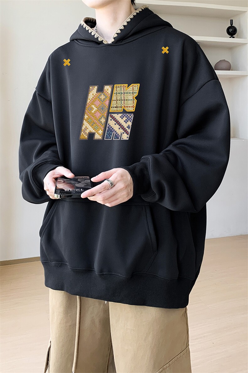 华棉春秋内景新款大码宽松连帽卫衣男休闲外套WY00794/P45加绒P50,女装短外套,电商B316
