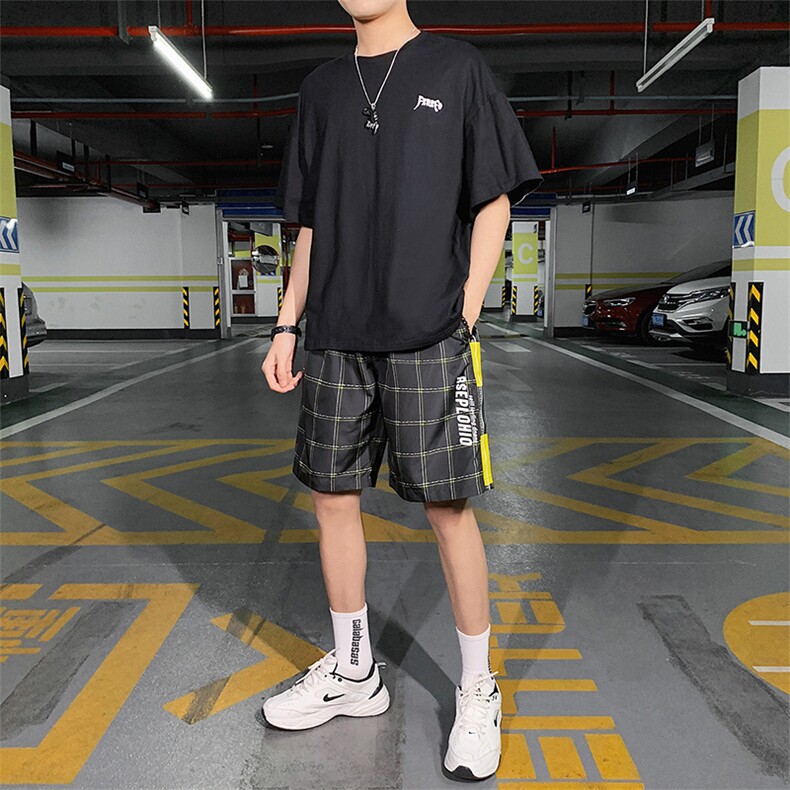 短袖t恤男套装潮牌2021夏季新款休闲男装男生帅气上衣潮DS785TP55,男装T恤,电商A102