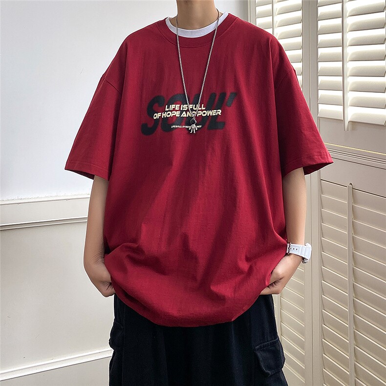 春夏新款字母虚影发泡印花短袖纯棉T恤M~5XLXZ604-DT205-P35控48，男装T恤，星座604