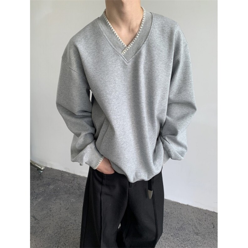 复古学院风V领麦穗绣花卫衣男春秋季休闲宽松内搭外套WT20,女装短外套,星座1116A（原606A-3）