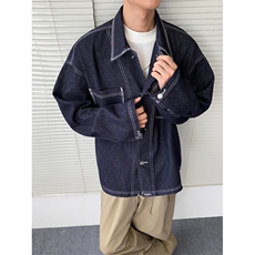 得物品质秋裤男牛仔夹克明线大口袋宽松外套JK1047P80，男装夹克，星座1013-1