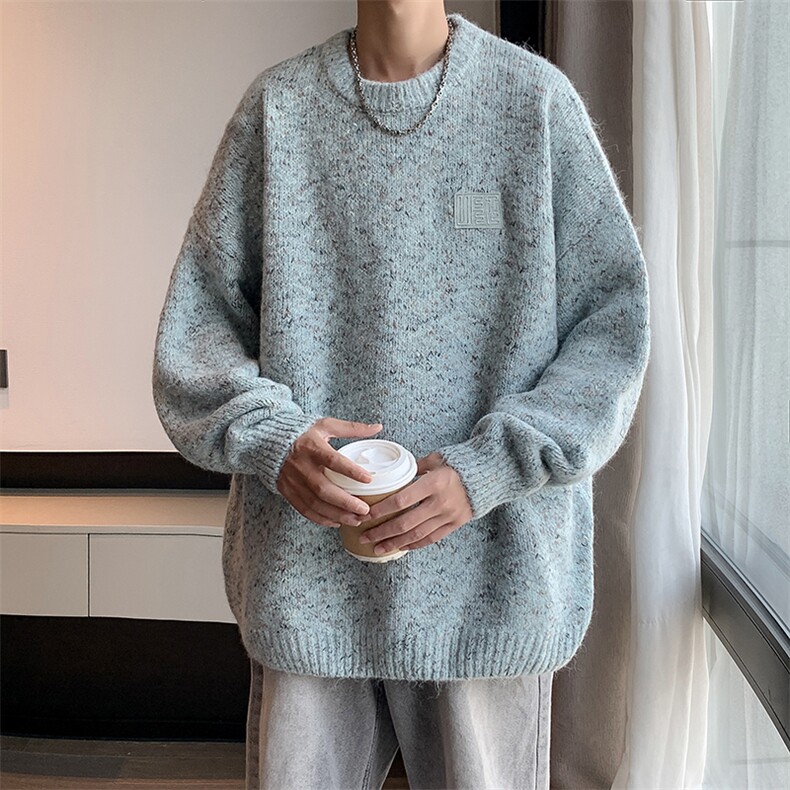 马海毛加厚针织衫男女韩版潮流宽松百搭帅2024秋冬毛衣MZ474-P75,男装针织衫/毛衣,星座412-3
