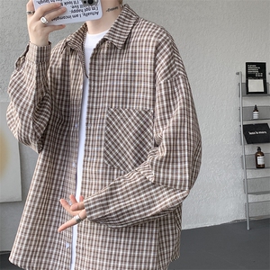 衬衫男春季新款港风宽松格子长袖衬衫CS802-特P28图片