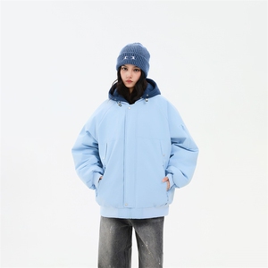 !潮流冬季连帽拉链加绒加厚棉衣情侣撞色棉服外套 MY5567-P78图片