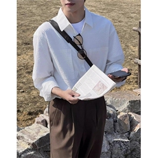 春夏季时尚宽松咖色衬衫休闲风泡泡肌理面料衬衫男士上衣CC08，男装衬衫，星座1116A（原606A-3）