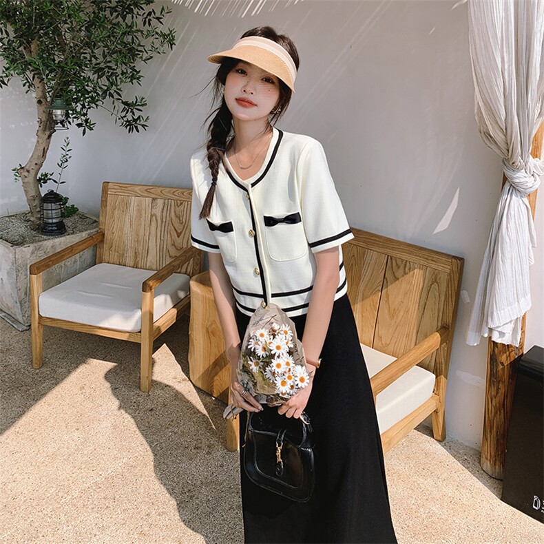 短袖小香风外套吊带连衣裙两件套女2023夏季新款法式气质高级套装,女装套装/套裙,2C088