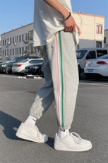 K2031-P45秋装男女情侣大码三条杠宽松抽绳束脚运动休闲卫裤控58，男装休闲裤，电商A009A（原A058A）