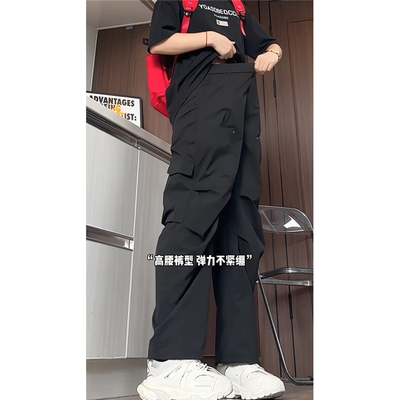 港风宽松阔腿弯刀直筒长裤大码M-5XL潮牌工装裤CK78054P55控89,男装工装外套,星座226-1