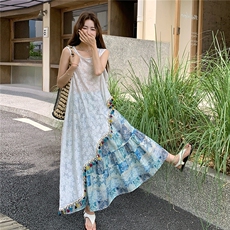 夏日旅游出行穿搭度假风套装裙女2025新款不规则蕾丝罩衫两件套裙，女装套装/套裙，2C232