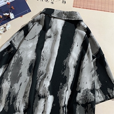 特批P25无差价夏季风新中式水墨画凉感休闲冰丝男短袖衬衫CD894，男装衬衫，电商A001