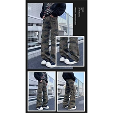 美式多口袋工装牛仔裤男女潮牌高街修身显瘦微喇裤AMC611P52，男装牛仔裤，星座1013-5