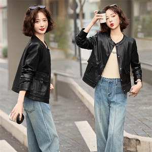 海宁真皮皮衣女2025年新款爆款时尚休闲短款皮夹克高端绵羊皮外套图片
