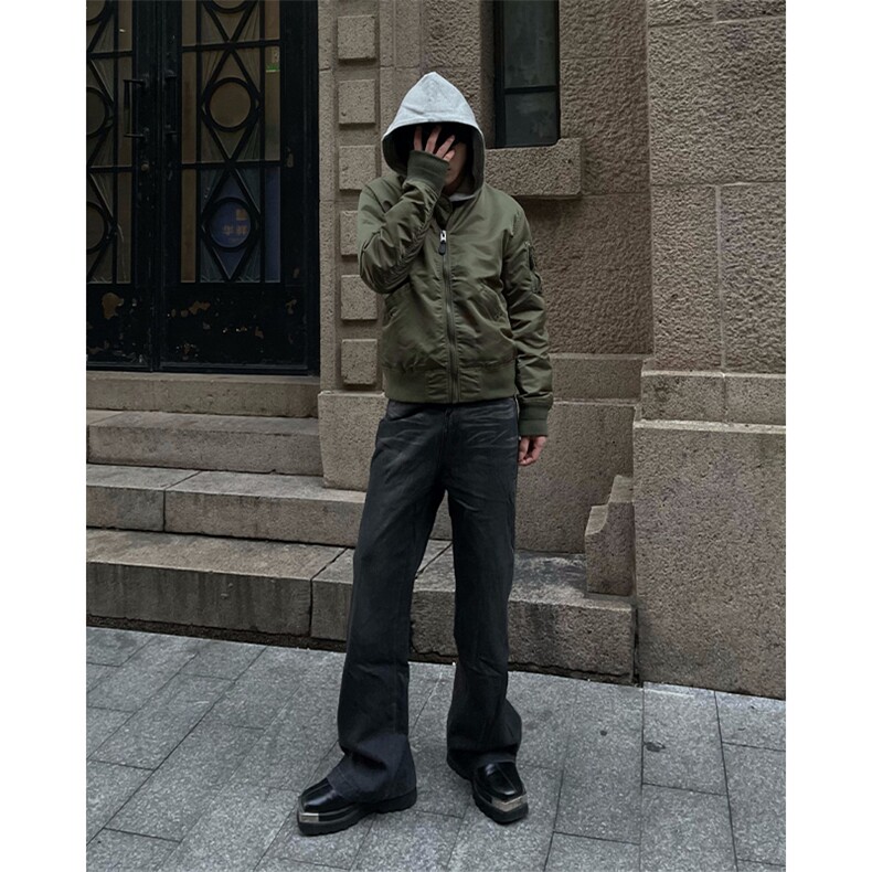 博主图侧拉链条纹牛仔裤男秋冬微喇叭cleanfit裤子-KZA39-P58,男装牛仔裤,星座1007（原301D）