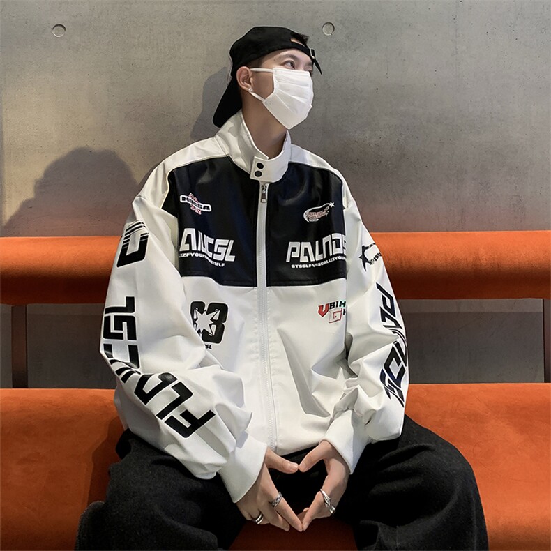街头赛车服外套秋季棒球服潮牌痞帅PU皮夹克机车服W7886-P70,男装夹克,星座512-4