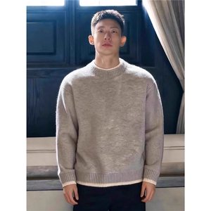 假两件毛衣男款冬季加厚成熟稳重男装内搭打底衫圆领针织衫MYZ17图片