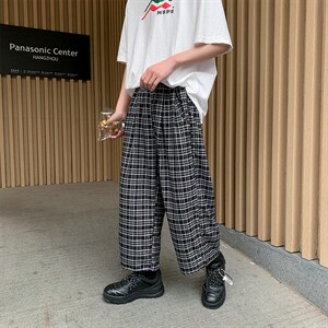 夏季新款休闲裤男韩版宽松清凉格子抽绳束脚大码运动裤  8011-P45图片