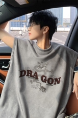 ！2025夏季新款男士无袖T恤情侣麂皮绒背心TLBX08特P18控38，男装T恤，电商B220