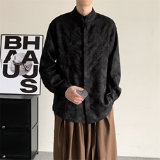 秋装24中式复古刺绣提花立领衬衫男女长袖小众盘扣设计感上衣外套，男装衬衫，星座909