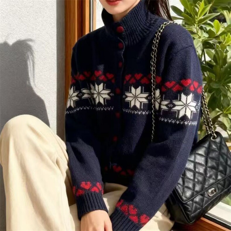 针织开衫女秋冬坑条加厚外套小个子羊毛衫,针织衫/毛衣,萱芳婷羊绒