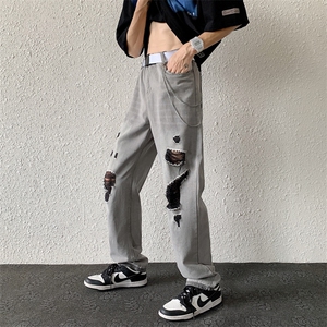 美潮浅灰夏季薄款宽松休闲直筒牛仔长裤男N0860-P48 送链子图片