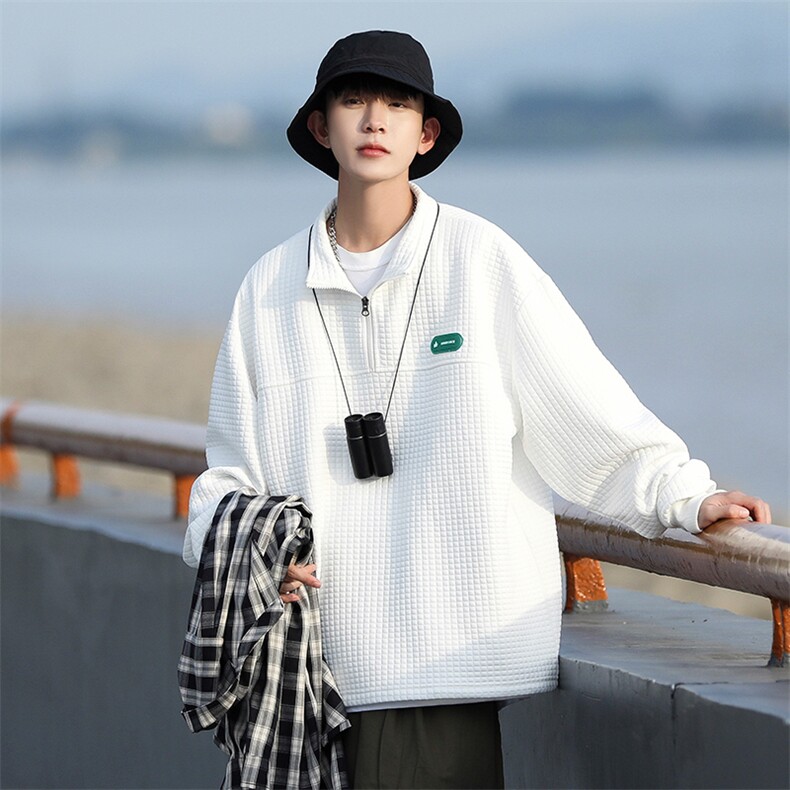 2026秋季面包华夫格立领半拉链卫衣外套A360P50，女装短外套，电商A309