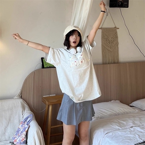 万针全刺绣工艺抖音得物高品质260克重磅纯棉双纱美式高街短袖T恤图片