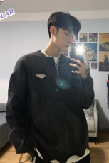 【有货】美式高街半拉链破坏毛衣水洗灰套头针织衫MY350特P62，男装针织衫/毛衣，星座908-1